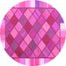 Round Southwestern Pink Country Rug, con2639pnk