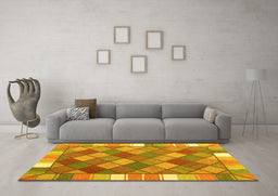 Machine Washable Southwestern Yellow Country Rug in a Living Room, wshcon2639yw