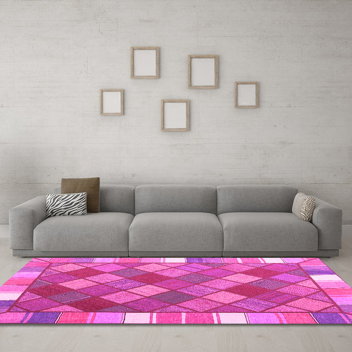 Machine Washable Southwestern Pink Country Rug in a Living Room, wshcon2639pnk