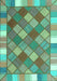 Machine Washable Southwestern Turquoise Country Area Rugs, wshcon2639turq