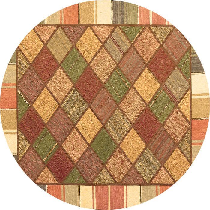 Round Southwestern Brown Country Rug, con2639brn