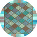 Round Southwestern Light Blue Country Rug, con2639lblu