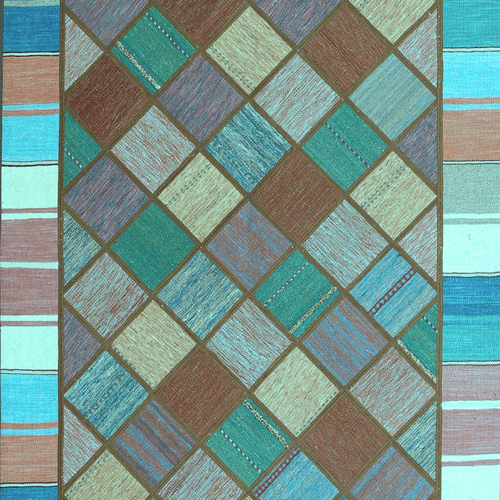 Machine Washable Southwestern Light Blue Country Rug, wshcon2639lblu