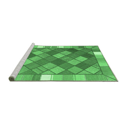 Sideview of Machine Washable Southwestern Emerald Green Country Area Rugs, wshcon2639emgrn