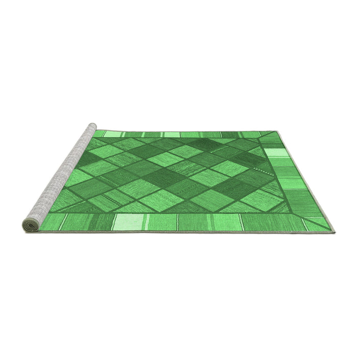 Sideview of Machine Washable Southwestern Emerald Green Country Area Rugs, wshcon2639emgrn