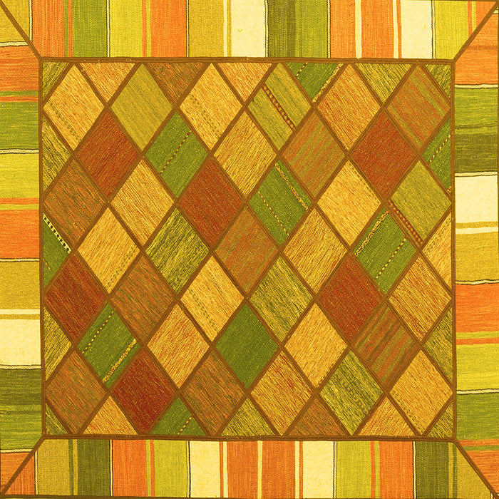 Square Southwestern Yellow Country Rug, con2639yw