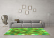 Machine Washable Southwestern Green Country Area Rugs in a Living Room,, wshcon2639grn