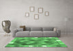 Machine Washable Southwestern Emerald Green Country Area Rugs in a Living Room,, wshcon2639emgrn
