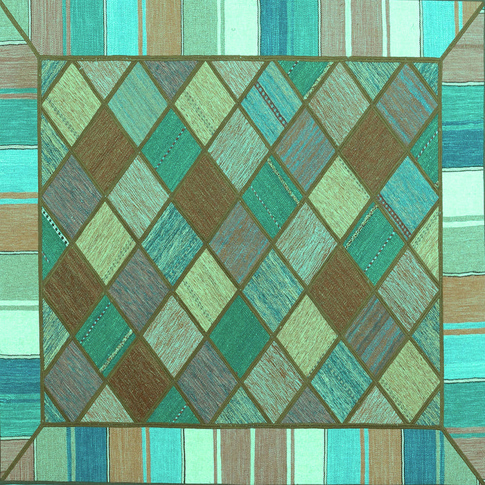 Square Southwestern Turquoise Country Rug, con2639turq