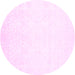 Round Machine Washable Solid Pink Modern Rug, wshcon263pnk