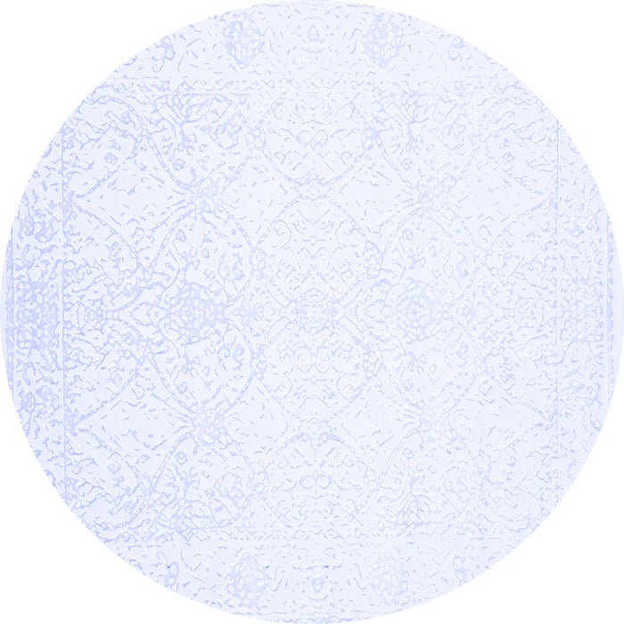 Round Machine Washable Solid Blue Modern Rug, wshcon263blu