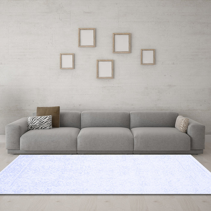 Machine Washable Solid Blue Modern Rug in a Living Room, wshcon263blu