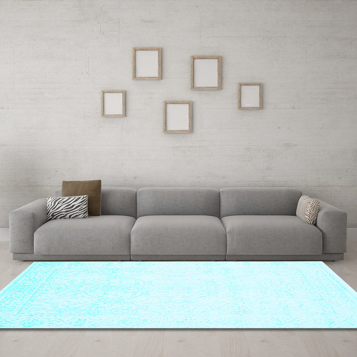Machine Washable Solid Light Blue Modern Rug in a Living Room, wshcon263lblu