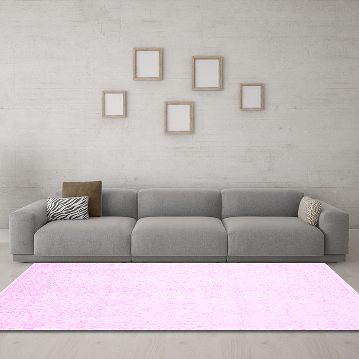Machine Washable Solid Pink Modern Rug in a Living Room, wshcon263pnk
