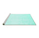 Sideview of Machine Washable Solid Turquoise Modern Area Rugs, wshcon263turq