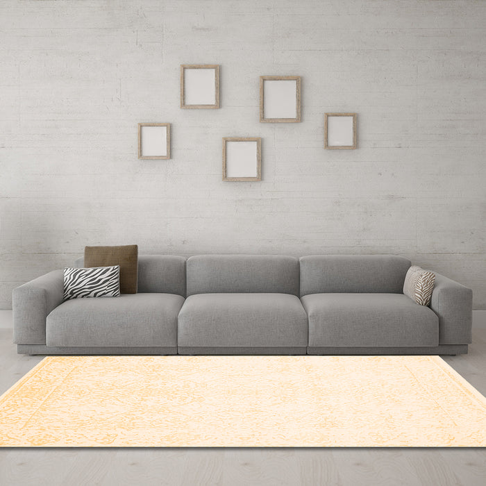 Machine Washable Solid Orange Modern Area Rugs in a Living Room, wshcon263org