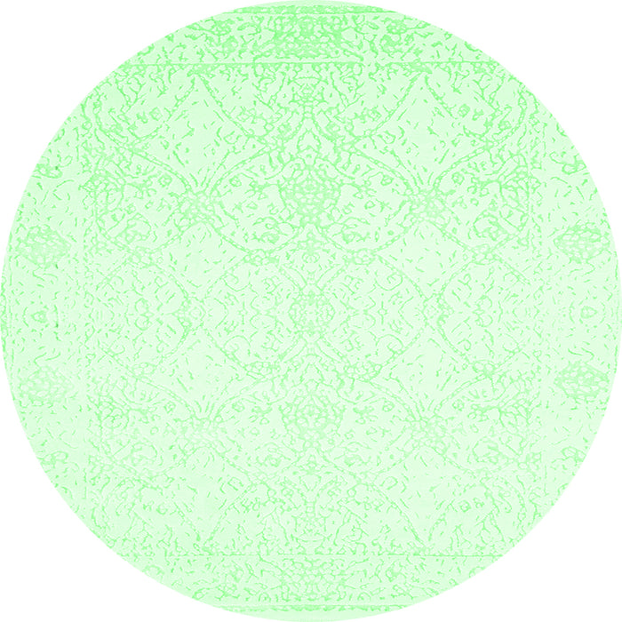 Round Machine Washable Solid Emerald Green Modern Area Rugs, wshcon263emgrn