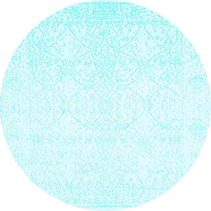 Round Machine Washable Solid Light Blue Modern Rug, wshcon263lblu