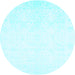 Round Machine Washable Solid Light Blue Modern Rug, wshcon263lblu