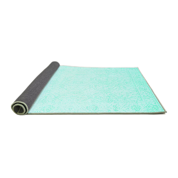 Sideview of Solid Turquoise Modern Rug, con263turq