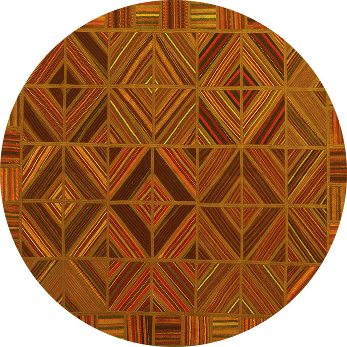 Round Southwestern Yellow Country Rug, con2640yw