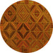 Round Southwestern Yellow Country Rug, con2640yw