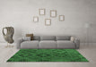 Machine Washable Southwestern Emerald Green Country Area Rugs in a Living Room,, wshcon2640emgrn