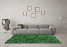 Machine Washable Southwestern Emerald Green Country Area Rugs in a Living Room,, wshcon2640emgrn