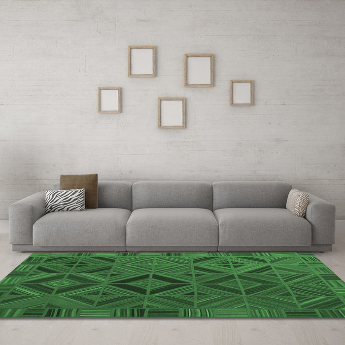 Machine Washable Southwestern Emerald Green Country Area Rugs in a Living Room,, wshcon2640emgrn
