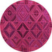 Round Southwestern Pink Country Rug, con2640pnk