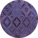 Round Southwestern Blue Country Rug, con2640blu