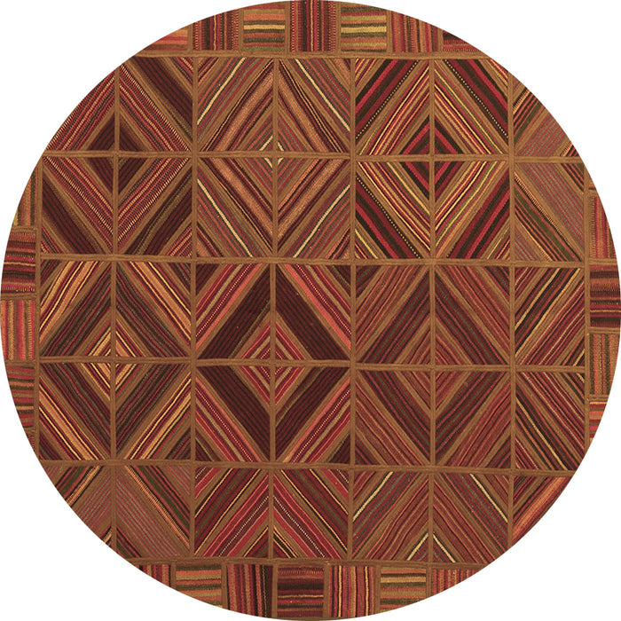 Round Southwestern Brown Country Rug, con2640brn