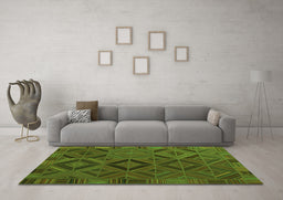 Machine Washable Southwestern Green Country Area Rugs in a Living Room,, wshcon2640grn