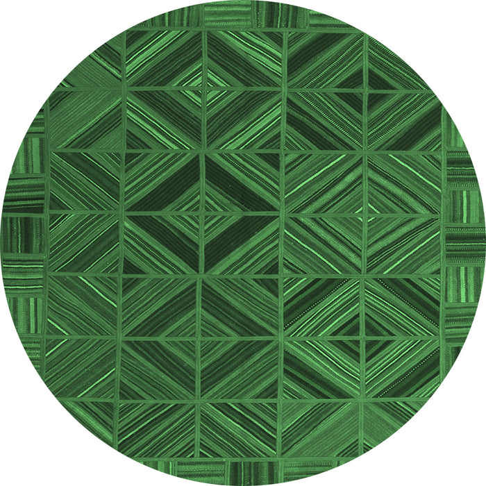 Round Southwestern Emerald Green Country Rug, con2640emgrn