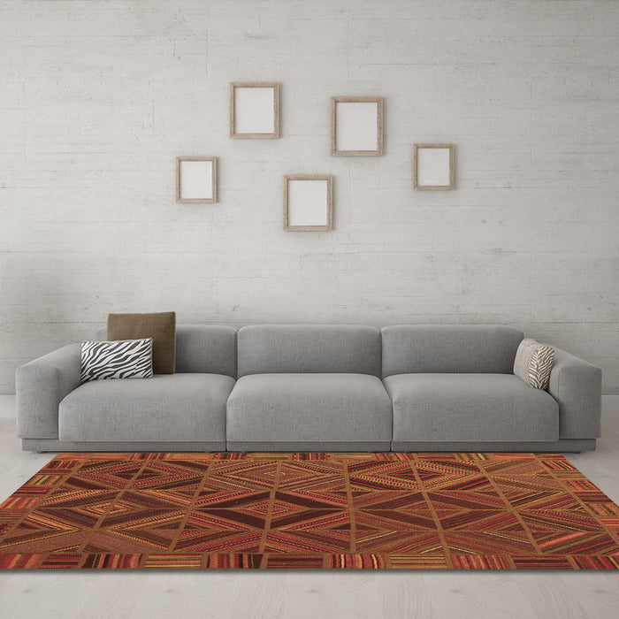 Machine Washable Southwestern Brown Country Rug in a Living Room,, wshcon2640brn