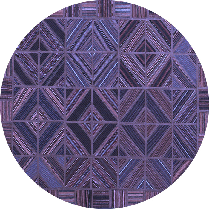 Round Machine Washable Southwestern Blue Country Rug, wshcon2640blu