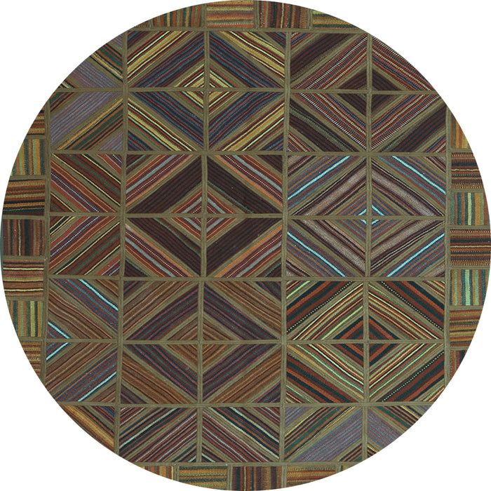 Round Southwestern Light Blue Country Rug, con2640lblu