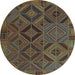 Round Southwestern Light Blue Country Rug, con2640lblu