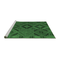 Sideview of Machine Washable Southwestern Emerald Green Country Area Rugs, wshcon2640emgrn