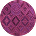 Round Southwestern Purple Country Rug, con2640pur