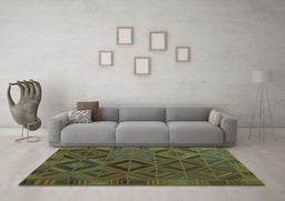 Machine Washable Southwestern Turquoise Country Area Rugs in a Living Room,, wshcon2640turq