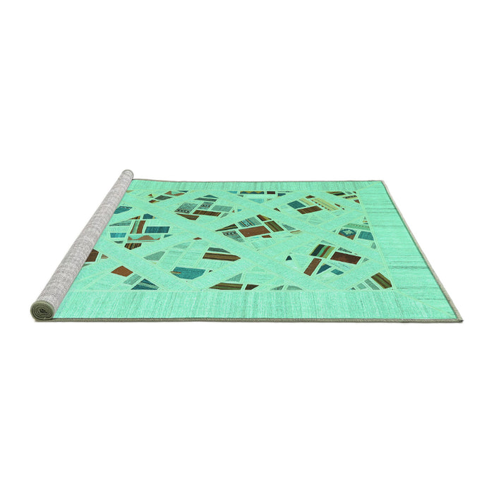 Sideview of Machine Washable Solid Turquoise Modern Area Rugs, wshcon2641turq