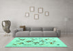 Machine Washable Solid Turquoise Modern Area Rugs in a Living Room,, wshcon2641turq