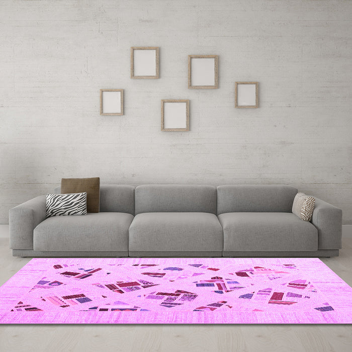 Machine Washable Solid Purple Modern Area Rugs in a Living Room, wshcon2641pur
