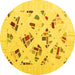 Round Solid Yellow Modern Rug, con2641yw