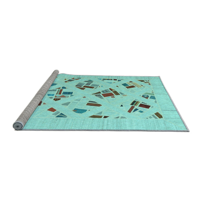 Sideview of Machine Washable Solid Light Blue Modern Rug, wshcon2641lblu