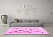 Machine Washable Solid Pink Modern Rug in a Living Room, wshcon2641pnk