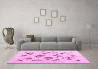 Machine Washable Solid Pink Modern Rug, wshcon2641pnk