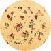 Round Solid Brown Modern Rug, con2641brn