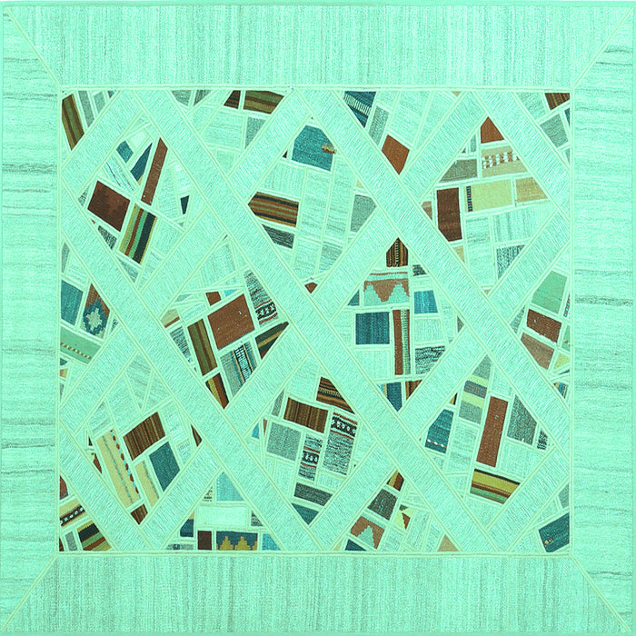 Square Solid Turquoise Modern Rug, con2641turq